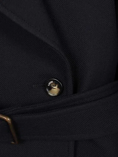 Loewe Double-breasted Belted Wool And Silk-blend Twill Jacket In Blue
