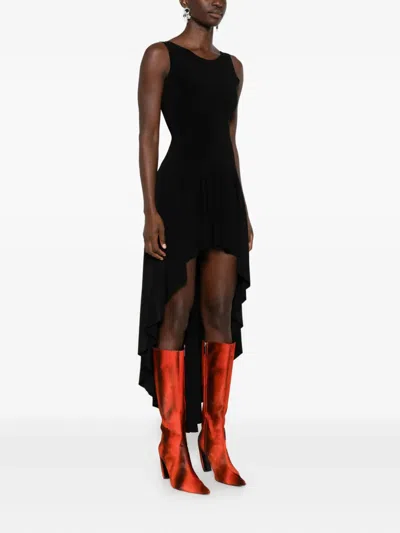 Norma Kamali Asymmetric Hem Sleeveless Evening Gown In Black