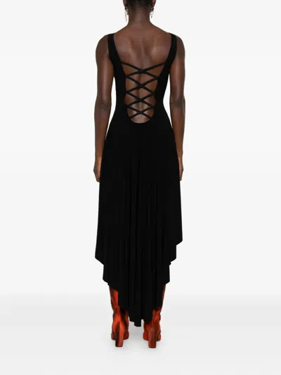 Norma Kamali Asymmetric Hem Sleeveless Evening Gown In Black