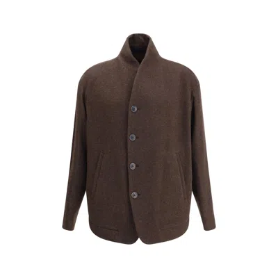 Giorgio Armani Wool Men's Jacket In Brown
