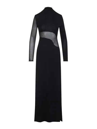 Alaïa Sheer Bodice High-neck Dress In Black