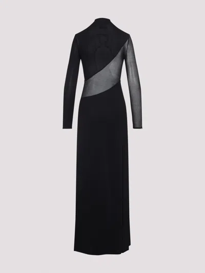 Alaïa Sheer Bodice High-neck Dress In Black