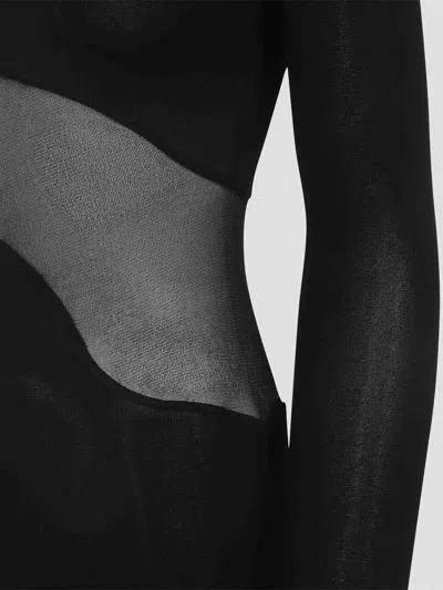 Alaïa Sheer Bodice High-neck Dress In Black