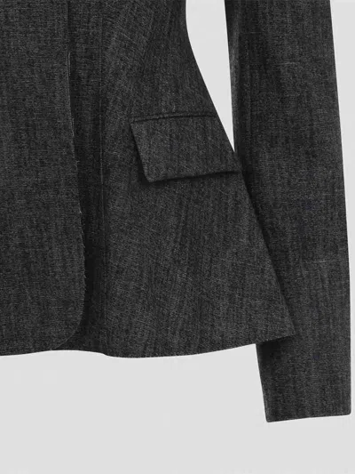 Alberta Ferretti Tailored Jacket With Flap Pockets And Lapel In Gray