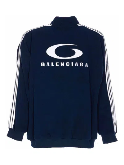 Balenciaga Fabiana Filippi Bicolor Tweed Boucle Jacket In Blue