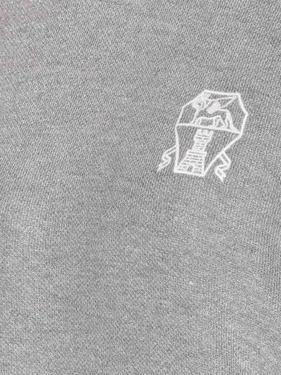 Brunello Cucinelli Crew Neck Logo Embroidered Sweatshirt In Gray