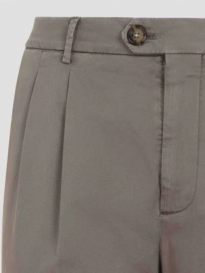 Brunello Cucinelli Pleated Front Trousers Straight Leg Design In Brown