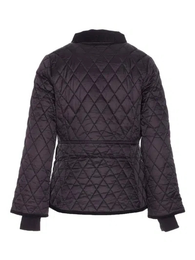 Barbour Quilted Jacket With Long Sleeves And Pockets In Purple