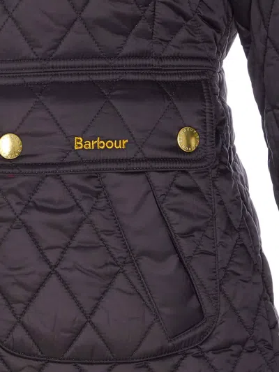Barbour Quilted Jacket With Long Sleeves And Pockets In Purple