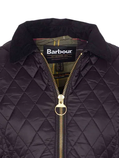 Barbour Quilted Jacket With Long Sleeves And Pockets In Purple