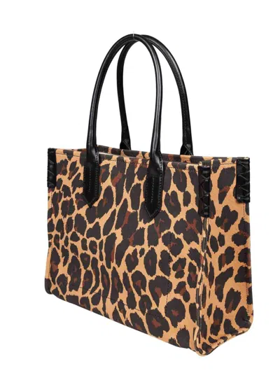 Balmain B-army Shopper Shoulder Bag In Leopard-print Canvas In Blue
