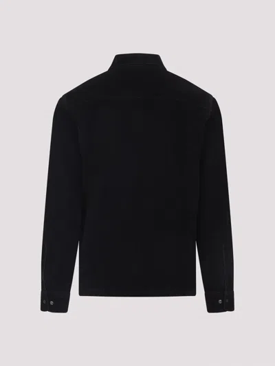 C.p. Company Zip-up Black Shirt Jacket With Classic Collar In Black