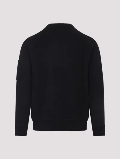 C.p. Company Knitted Wool Pullover With Signature Patch Logo In Black