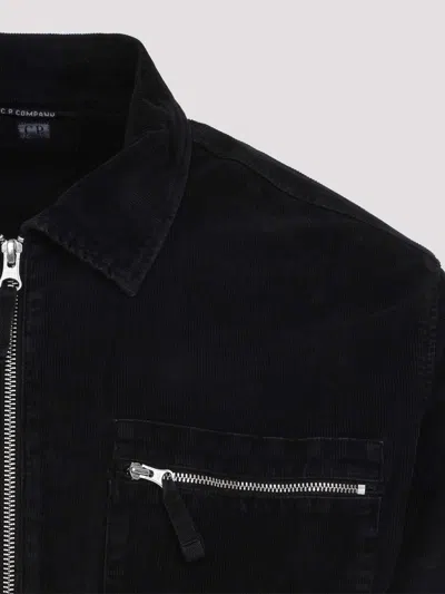 C.p. Company Zip-up Black Shirt Jacket With Classic Collar In Black
