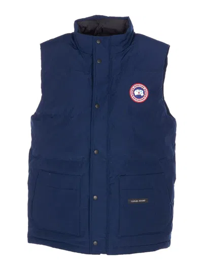 Canada Goose Charcoal Polyester Blend Freestyle Sleeveless Down Jacket In Blue