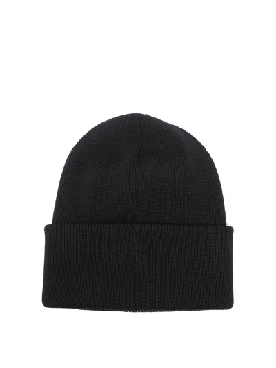 Canada Goose Black Knit Beanie Hat With Embroidered Logo In Black