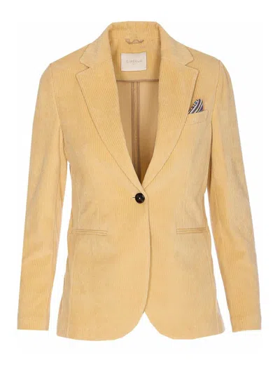 Circolo 1901 Notched Lapel Jacket With Multiple Pockets In Yellow