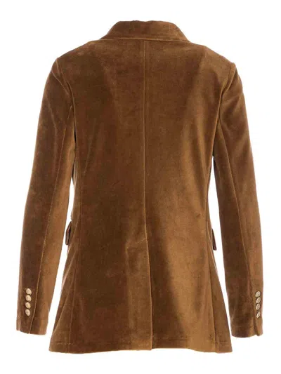 Circolo 1901 Suede Velvet Double-breasted Jacket In Brown