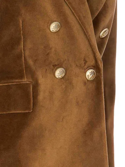 Circolo 1901 Suede Velvet Double-breasted Jacket In Brown