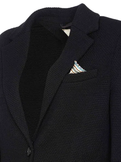Circolo 1901 Knitted Jacket With Front Pockets And V-neck In Blue