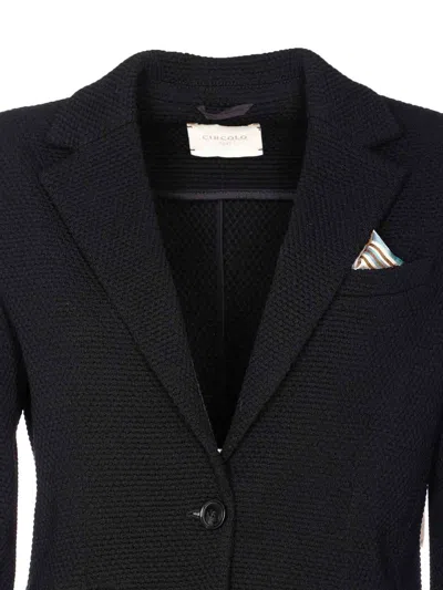 Circolo 1901 Knitted Jacket With Front Pockets And V-neck In Blue