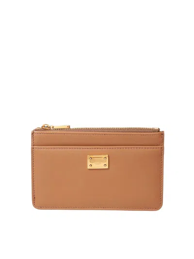 Dolce & Gabbana Leather Holder Plonge Caramel Color In Brown