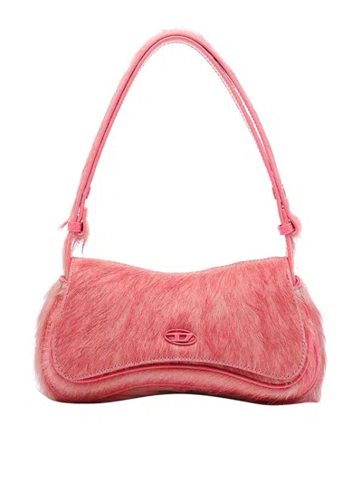 Diesel Play-clutch In Coloured Hairy Leather In Pink