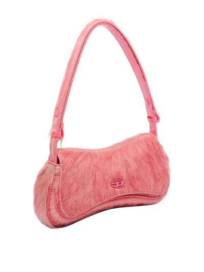 Diesel Play-clutch In Coloured Hairy Leather In Pink