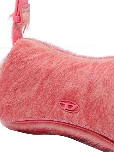 Diesel Play-clutch In Coloured Hairy Leather In Pink