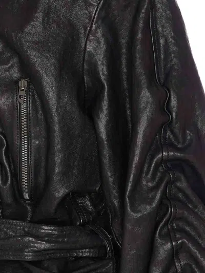 Diesel Belted Jacket In Boiled Leather In Black