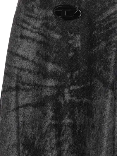 Diesel Full Skirt In Lasered Cotton-hemp Denim In Gray