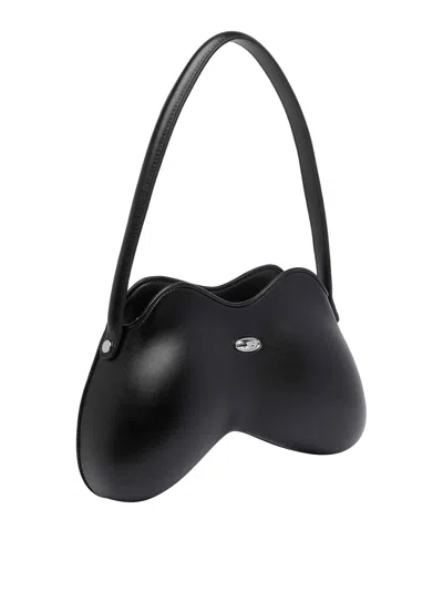 Diesel Double-d-shoulder Bag In Pu In Black