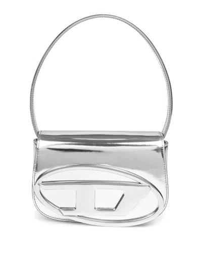 Diesel 1dr Shoulder Bag In Mirrored Leather Color Silver