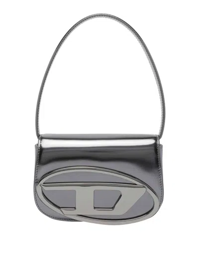 Diesel Oval-d Logo Patent Leather Shoulder Bag In Multi