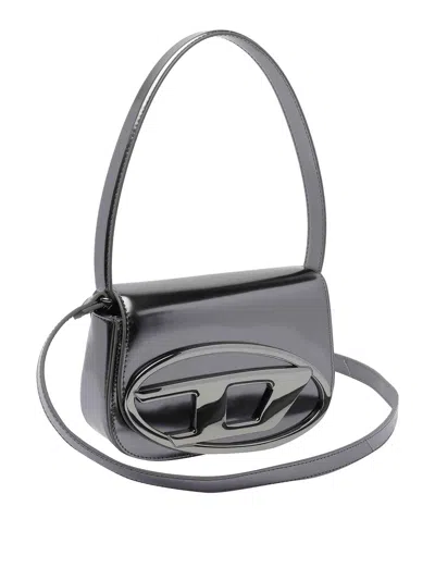 Diesel Oval-d Logo Patent Leather Shoulder Bag In Multi