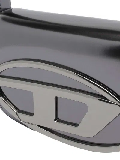 Diesel Oval-d Logo Patent Leather Shoulder Bag In Multi