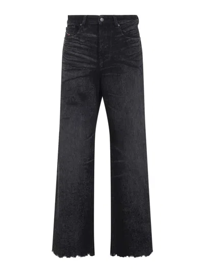 Diesel Jeans Dalla Gamba Ampia In Denim Nero  Donna In Black
