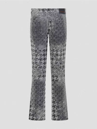 Diesel Houndstooth Pattern Jeans With Flared Leg Design In Gray