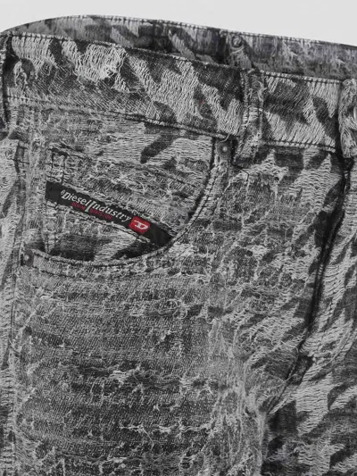 Diesel Houndstooth Pattern Jeans With Flared Leg Design In Gray