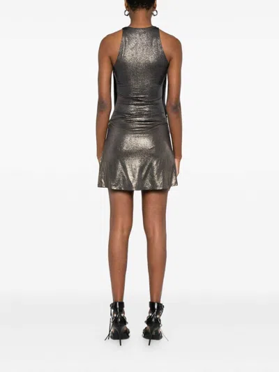 Diesel Short Dress With Metallic Effect In Black