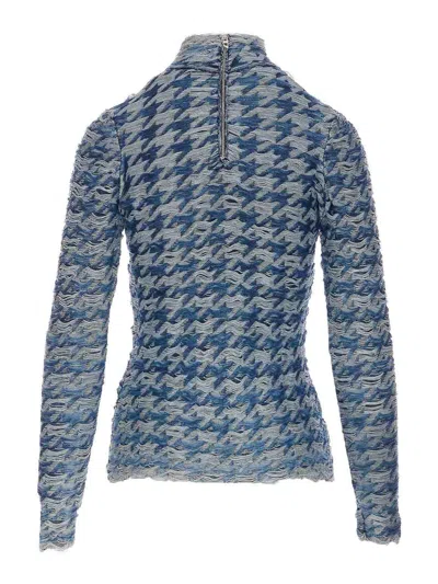 Diesel Knitwear Long Sleeve High Neck Denim Style In Blue