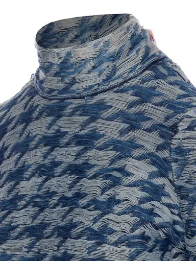 Diesel Knitwear Long Sleeve High Neck Denim Style In Blue