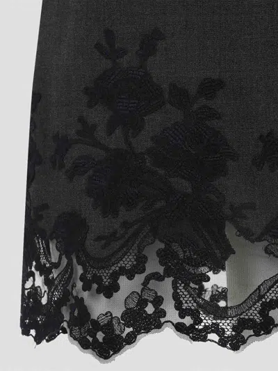 Ermanno Scervino Sheer Neckline Sleeveless Floral Lace Mini Dress In Black