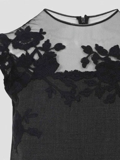 Ermanno Scervino Sheer Neckline Sleeveless Floral Lace Mini Dress In Black