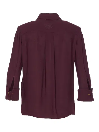 Elisabetta Franchi Shirt With Chest Pockets And Collared Neck In Burgundy