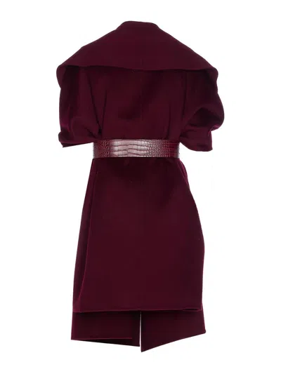 Elisabetta Franchi Double Wool Cape Capes Bordeaux In Red