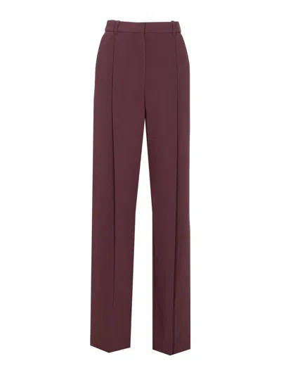 Elisabetta Franchi Trousers With Front Pleats And Belt Loops In Red