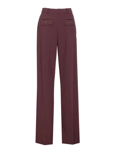 Elisabetta Franchi Trousers With Front Pleats And Belt Loops In Red