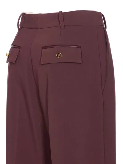 Elisabetta Franchi Trousers With Front Pleats And Belt Loops In Red
