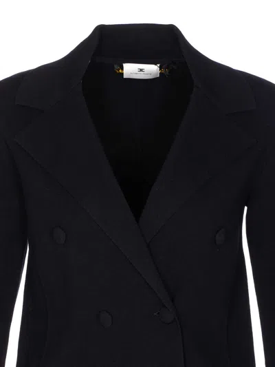 Elisabetta Franchi Tailored Double-breasted Jacket With Structured Silhouette In Black
